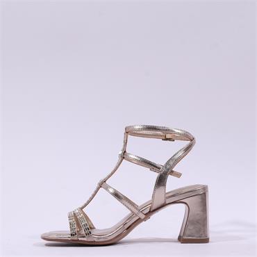 Tamaris Shanaia Strappy Block Heel - Light Gold